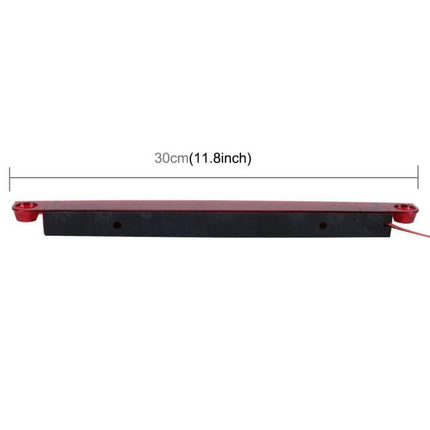 Car Third Brake Light With 18 LEDs, Red For 12V Vehicles - 30cm slim high-brightness third brake light with adjustable angle and easy installation