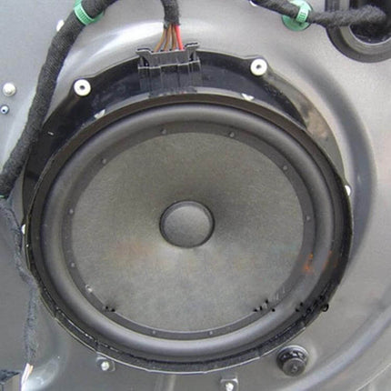 Car ABS Loudspeaker Base Protection Mats 4-Inch (Pair) installed on vehicle speaker to protect base from water, dust and moisture