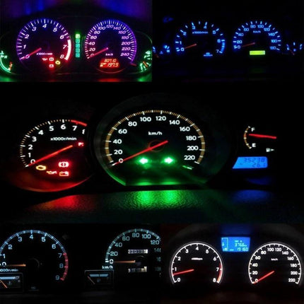 T3 Instrument Panel LED Dashboard Indicator Bulbs 0.5W - bright multicolor gauge cluster illumination for speedometer and instrument panel