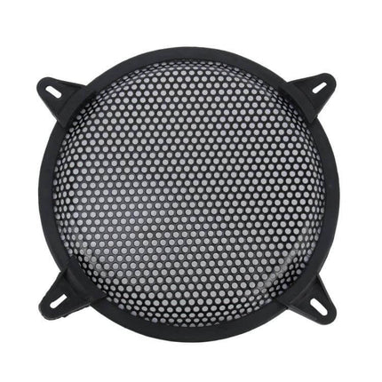 Black 8 Inch Metal Mesh Protective Cover for Car Subwoofers - round black perforated speaker grille guard