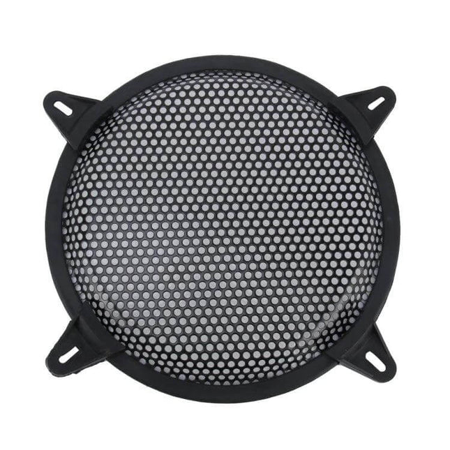 Black 8 Inch Metal Mesh Protective Cover for Car Subwoofers - round black perforated speaker grille guard