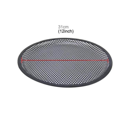 Car Subwoofer Protective Mesh Grille 12 Inch With Fixed Holder - black metal round 12" speaker grille mesh, low-profile protective holder