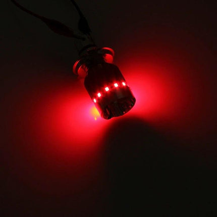 Durable Motorcycle Headlight with Multi-Color LED Options for Safety - red LED mode illuminated for enhanced low-light visibility