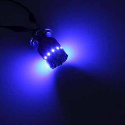 Durable Motorcycle Headlight with Multi-Color LED Options for Safety glowing blue LED on motorcycle bulb for improved night visibility