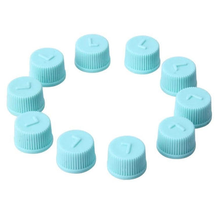 Car Valve Cap Covers Dustproof for Low Pressure Air Conditioning - set of blue ABS valve caps protecting AC valve stems from dust and moisture