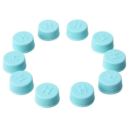 Car Valve Cap Covers For Air Conditioning Dustproof 100 Pack - light blue ABS plastic valve caps protecting A/C service ports from dust and moisture