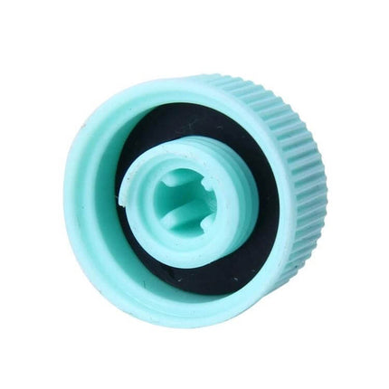 Car Valve Cap Covers For Air Conditioning Dustproof 100 Pack - close-up mint ABS plastic valve cap with rubber seal, dustproof A/C service port protector