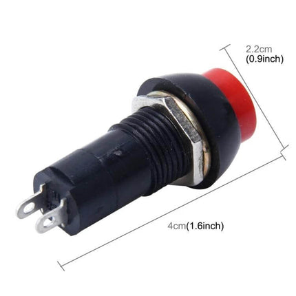 Car Push Button Switch, 2-Pin Round Cap For Interior Or Exterior Use - red round cap 2-pin automotive momentary switch 4cm