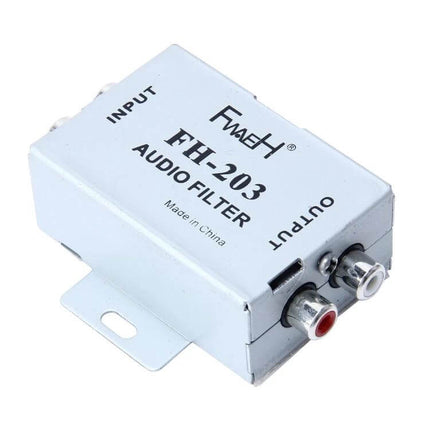 RCA Noise Filter Loop Isolator for Car Audio Stereos - aluminum shell FHL-203 audio filter with RCA input/output to reduce ground-loop noise