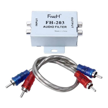 RCA Noise Filter Loop Isolator for Car Audio Stereos - aluminum shell RCA audio filter reducing ground-loop noise and engine whine