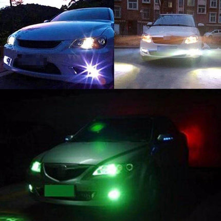 2 Pack Eagle Eye Car Fog Light For Easy Night Visibility - slim LED fog lights showing white daytime and green/yellow turn signals, easy-install adjustable bracket