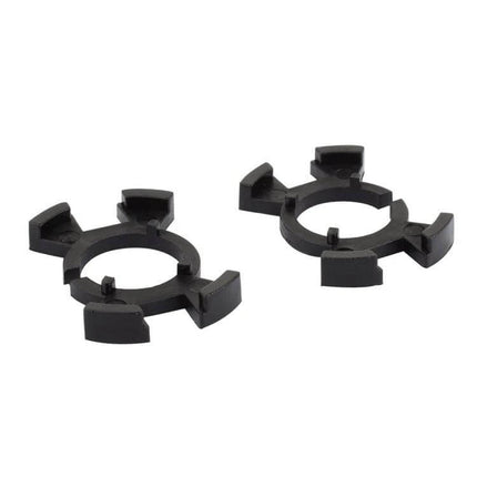 Odyssey H1 LED Headlight Holder Adapter For High Beam shown as two black plastic H1 bulb mounting adapters for Honda Odyssey high-beam socket