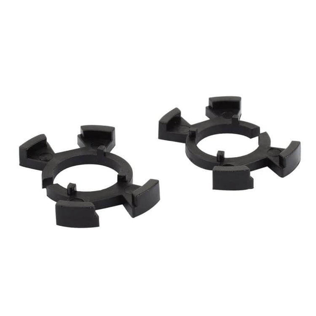 Odyssey H1 LED Headlight Holder Adapter For High Beam shown as two black plastic H1 bulb mounting adapters for Honda Odyssey high-beam socket