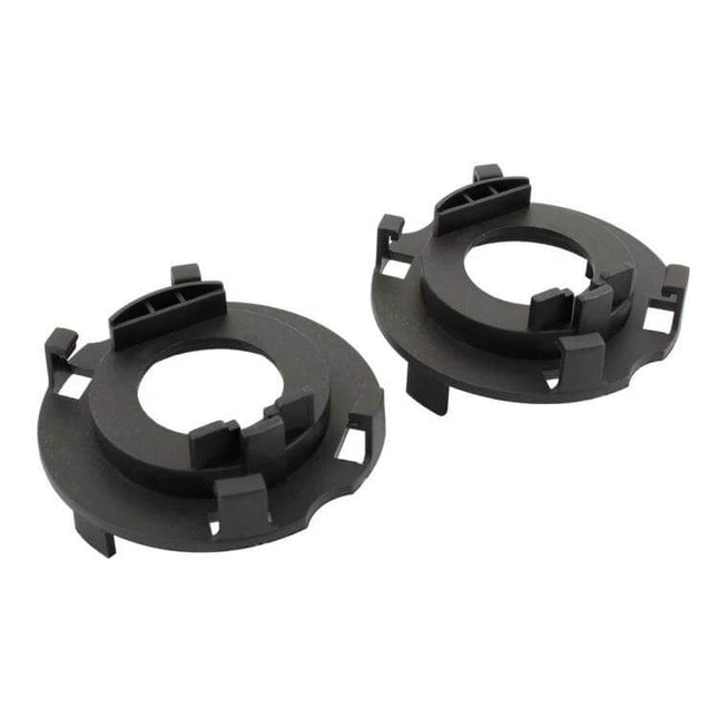 H7 Headlight Bulb Holder Adapter For Hyundai Mistra New Tucson - pair of black plastic H7 bulb mounting adapters for LED upgrades
