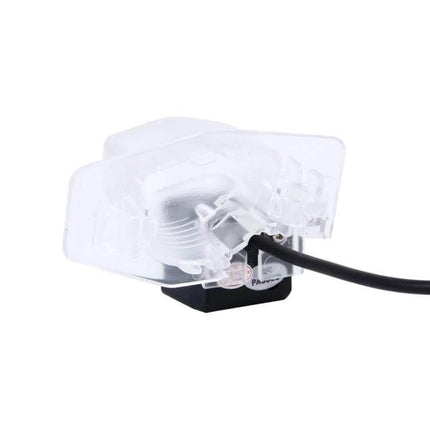 Waterproof LED Backup Camera for Car Rear Visibility mounted clear housing with integrated LED and cable