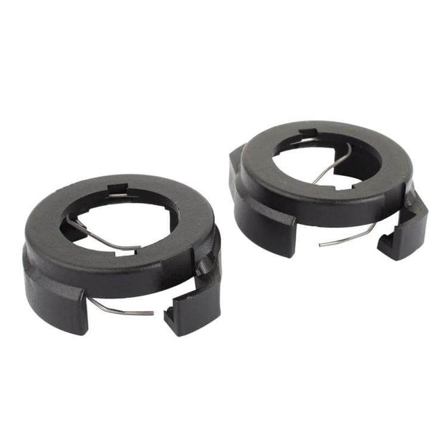 H7 LED Headlight Bulb Retainer Adapter For Ford Kuga - pair of black plastic H7 LED retainers for secure OEM headlamp mounting