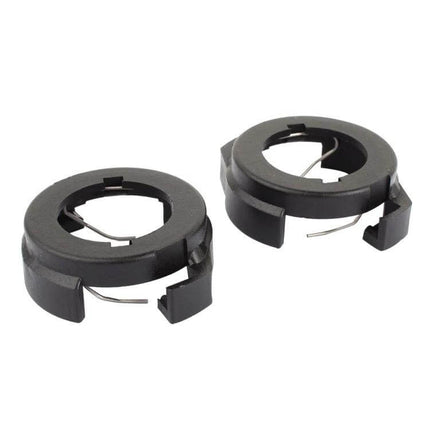 H7 LED Headlight Bulb Retainer Adapter For Ford Kuga - pair of black plastic retainers for secure H7 LED installation