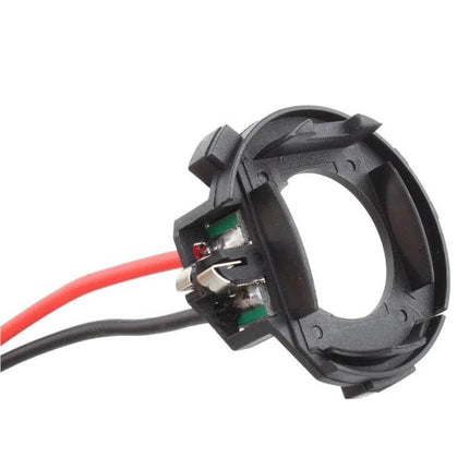 H7 LED Headlight Bulb Holder Adapter For VW Golf Upgrades - black plastic socket adapter with red and black wires