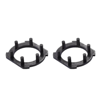 H7 LED Headlight Retainer Adapter For Mazda Vehicles - pair of black plastic H7 LED retainers for Mazda 3 5 6 headlight bulb installation