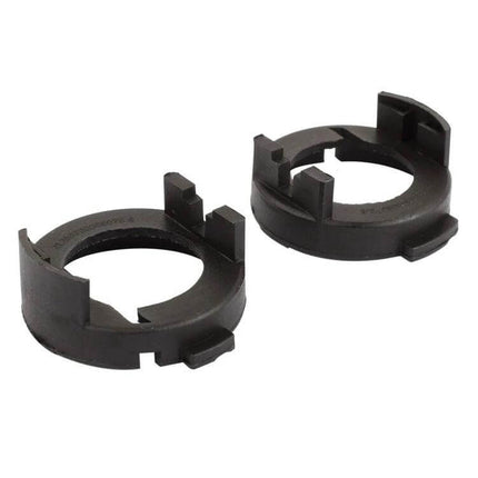 H7 LED Headlight Bulb Retainer Adapter For Hyundai And Kia — pair of black plastic H7 LED bulb retainer adapters for Hyundai and Kia headlight conversion