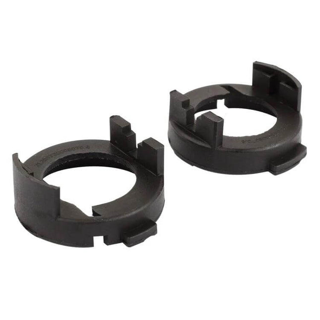 H7 LED Headlight Bulb Retainer Adapter For Hyundai And Kia — pair of black plastic H7 LED bulb retainer adapters for Hyundai and Kia headlight conversion