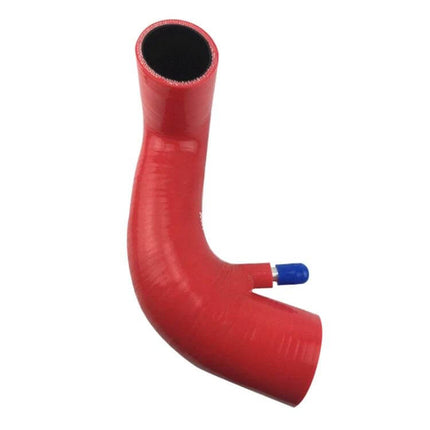 Universal Silicone Air Intake Hose 32mm Inner Diameter red 90-degree silicone elbow with small blue vacuum port, 32mm ID, heat-resistant