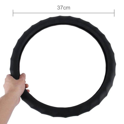 Universal Rubber Steering Wheel Cover with Distorted Lines Texture black 37cm durable rubber grip protecting steering wheel