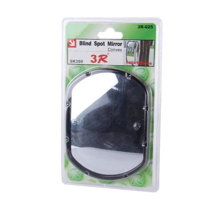 Black Wide Angle Blind Spot Rear View Mirror for Trucks in blister pack showing convex replacement mirror for truck blind spots