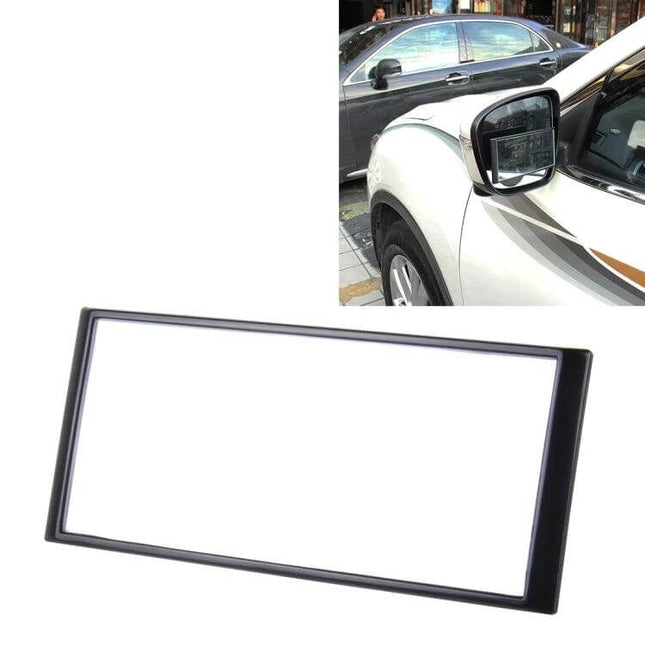 Wide Angle Blind Spot Mirror for Safer Car Visibility - rectangular adhesive mirror attached to car side mirror to expand field of view and reduce blind spots