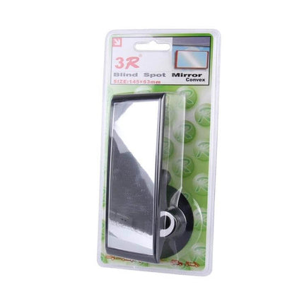 Wide Angle Blind Spot Mirror for Safer Car Visibility – rectangular convex stick-on mirror in retail packaging to expand side mirror field of view