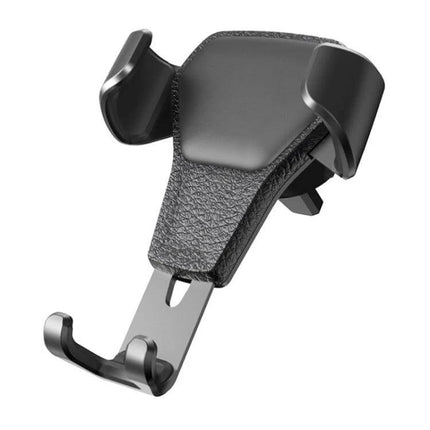 Gravity Car Mount Phone Holder with Litchi Texture Design - black gravity phone holder with litchi texture for car vents, hands-free navigation and stable grip