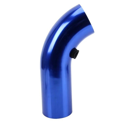 Universal Aluminium Air Intake Pipe For Most Vehicles - blue 90° aluminum intake elbow with vacuum bung, universal fit for most factory assemblies
