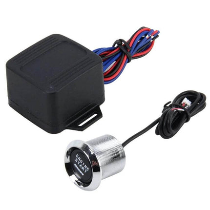 One-Button Start Switch With Blue Lighting For Car Engine - 12V push-button with relay box and wiring for universal car installation