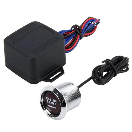 One-Button Start Switch With Blue Lighting For Car Engine - chrome push-button ignition kit with relay box and wiring for 12V vehicles