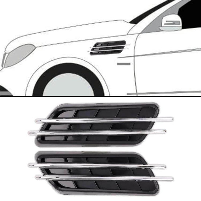 Set of 2 Random Car Styling Decorative Stickers for Easy Vehicle Decoration - black chrome side vent decals for bumpers and doors