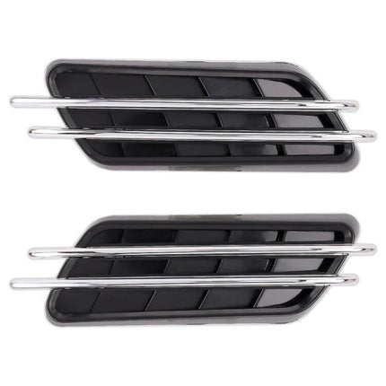 Set of 2 Random Car Styling Decorative Stickers for Easy Vehicle Decoration - black vent-style adhesive decals with chrome bars for bumpers and doors