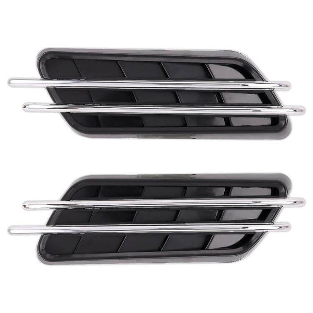 Set of 2 Random Car Styling Decorative Stickers for Easy Vehicle Decoration - black vent-style adhesive decals with chrome bars for bumpers and doors