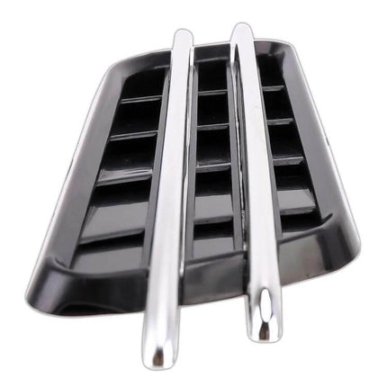 Set of 2 Random Car Styling Decorative Stickers for Easy Vehicle Decoration - black vent-style decal with chrome trim, adhesive car bumper or hood accent