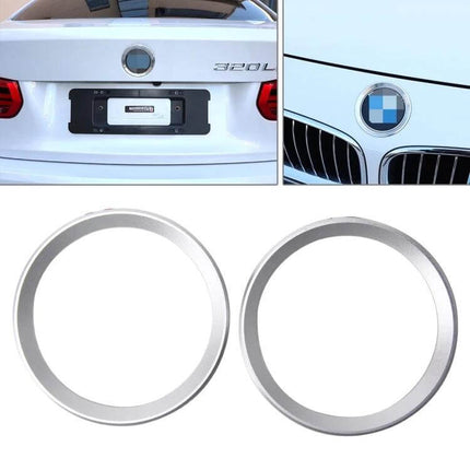 BMW 5 Series Decorative Steering Wheel Logo Ring – silver trim ring set for BMW 5 Series steering wheel and hood emblem