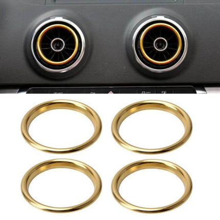 Aluminum Alloy Decorative Rings for Audi A3 Air Vents - gold finish dashboard vent trim protecting and styling air vents