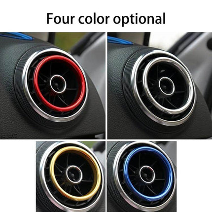 Aluminum Alloy Decorative Rings for Audi A3 Air Vents - 4 color options (red, silver, gold, blue) for stylish, rust-proof vent protection