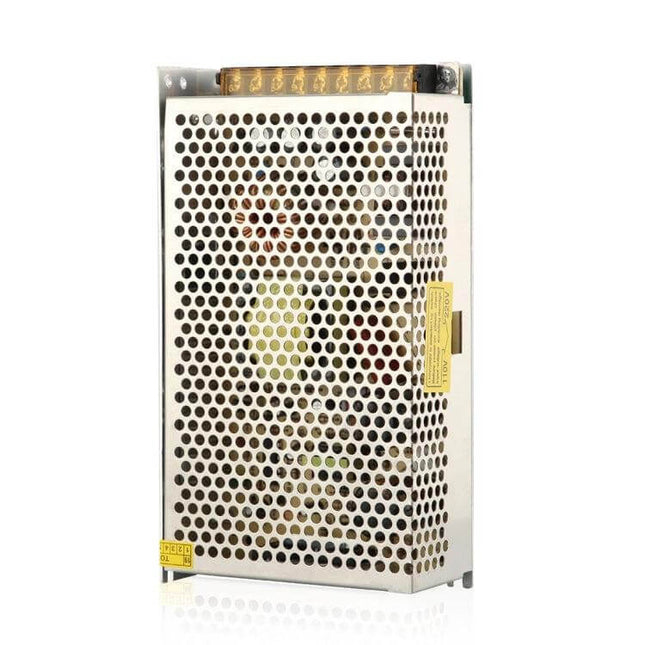 12V DC Power Adapter for AC 110V and 220V Conversion - perforated metal case switching power supply for indoor LED strips and electronics