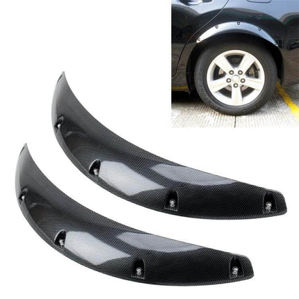 Universal Black Rubber Fender Flare Stickers, 58cm Long installed on car wheel arch to protect paint from road debris