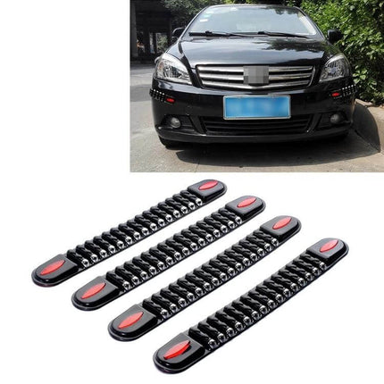 4-Piece Universal Car Body Protective Strip for Daily Protection on black car bumper, flexible PVC strips with reflective mirror elements