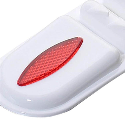 4-Piece Universal Car Body Protective Strip for Daily Protection - white PVC strip with red reflective mirror element close-up