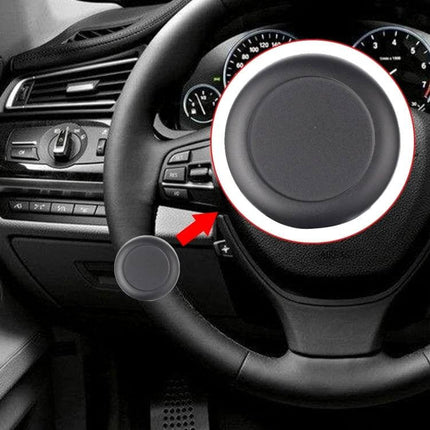Durable Alloy Steering Wheel Spinner Knob for Universal Car Use mounted on black car steering wheel showing 360-degree rotation and easy one-hand control