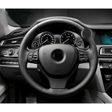 Durable Alloy Steering Wheel Spinner Knob for Universal Car Use mounted on black car steering wheel for easy one-hand control