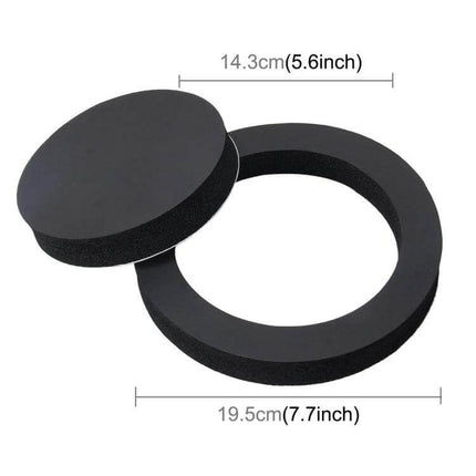 Adhesive Sound Insulation Cotton for Car Speakers, 19.5 cm rubber foam ring and disc showing 19.5cm diameter for speaker damping