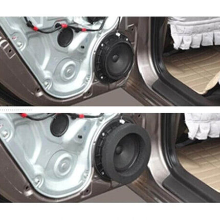 Adhesive Sound Insulation Cotton for Car Speakers, 19.5 cm installed around a car door speaker to reduce vibration and road noise