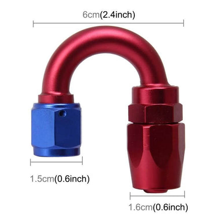 180 Degree Swivel Oil Fitting Aluminum Alloy for Car anodized red and blue 180° aluminum swivel for oil fuel lines, reduces strain, 6cm size